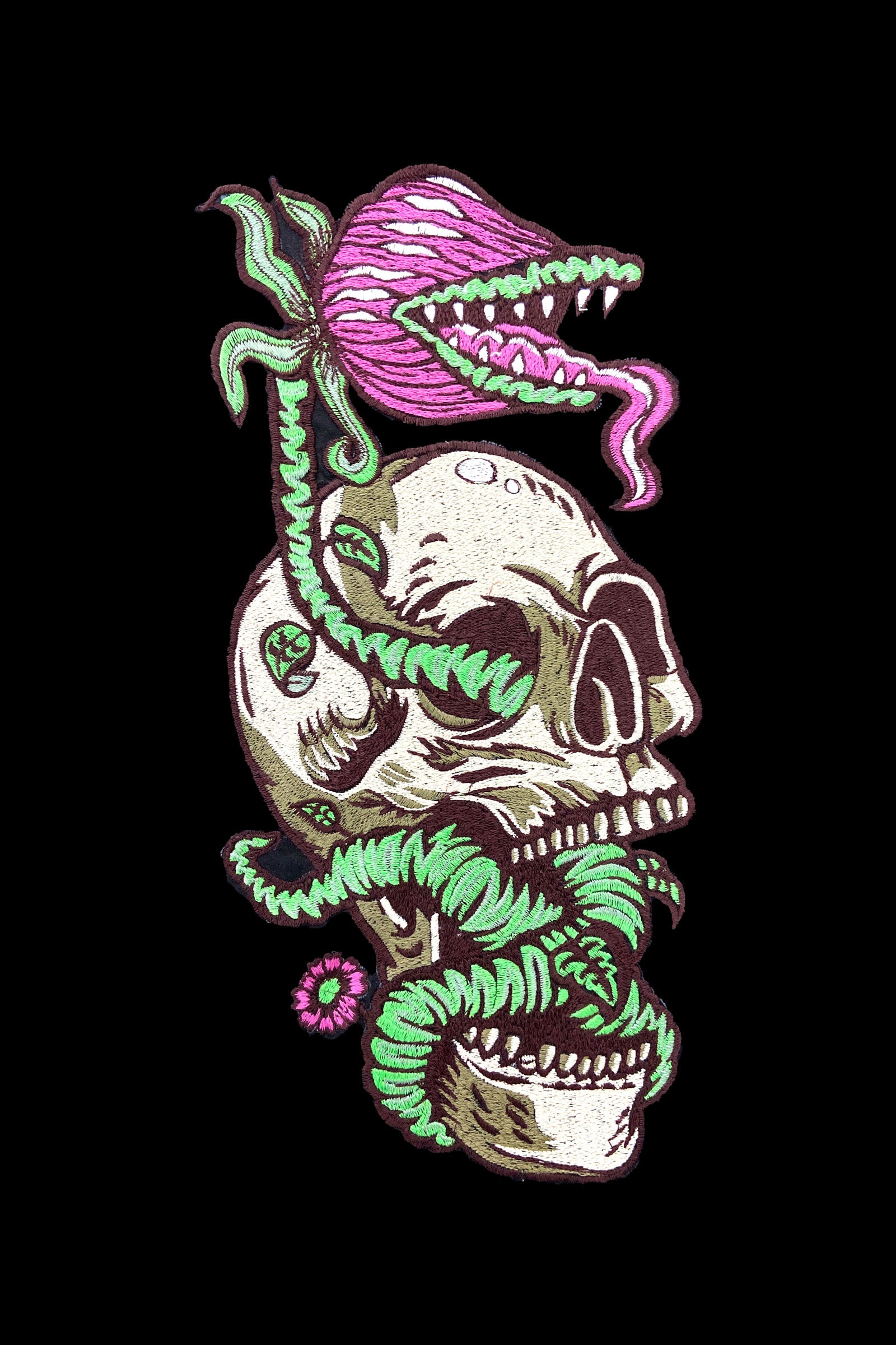 Skull Monster Embroidered Artwork Oversized Black T-shirt For Men