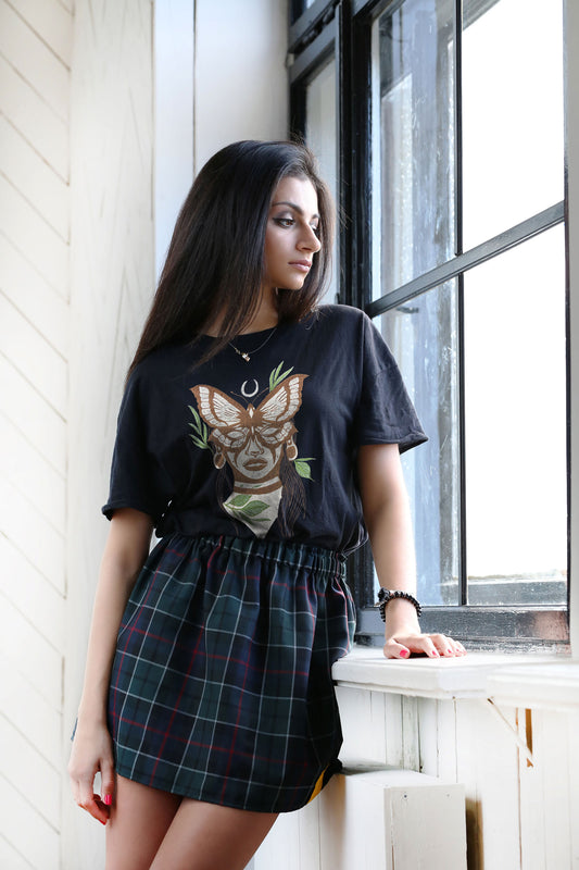 Butterfly Poetry Embroidered Artwork Half Sleeve T-shirt For Women