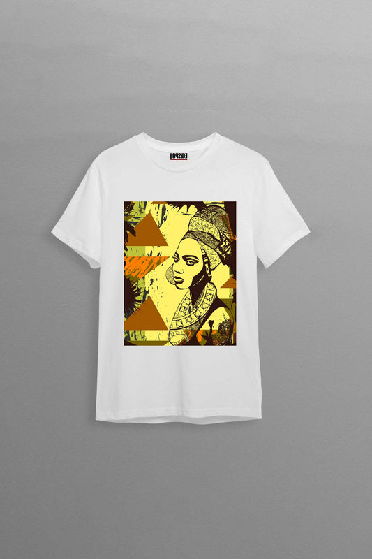 African Girl Ethnic Illustration White Oversized Unisex T-shirt