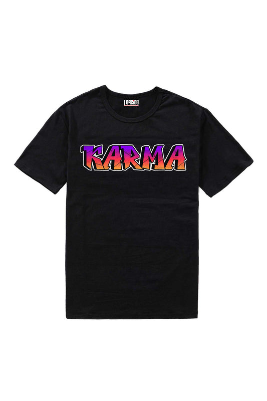 Karma Psychedelic Graffiti Black Oversized Unisex T-shirt