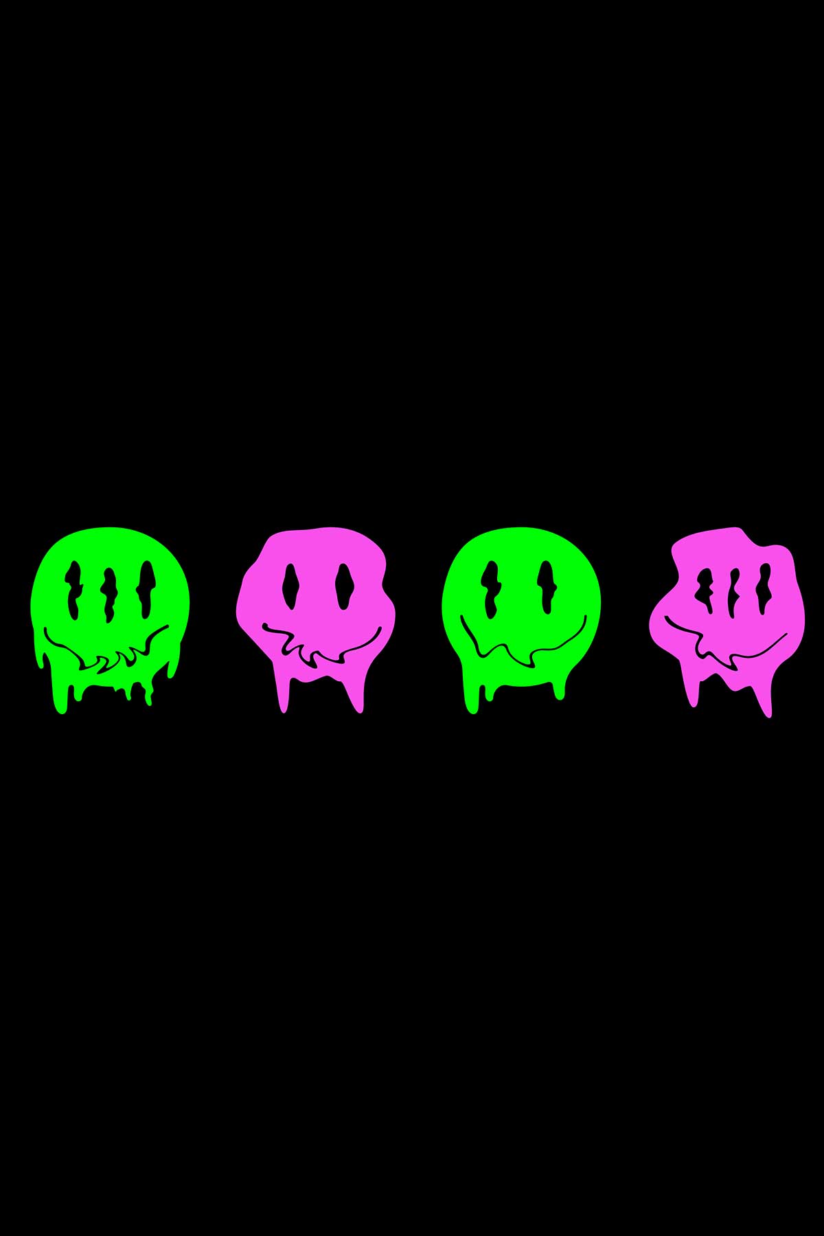 Psychedelic Melted Smile Faces Black Oversized Unisex T-shirt