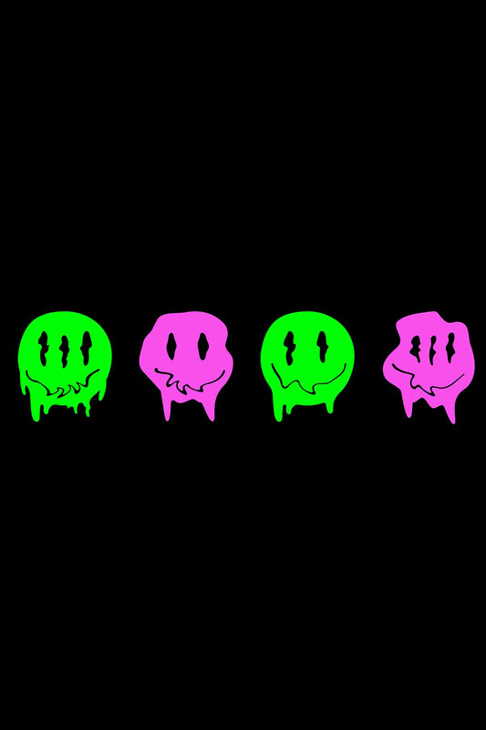 Psychedelic Melted Smile Faces Black Oversized Unisex T-shirt