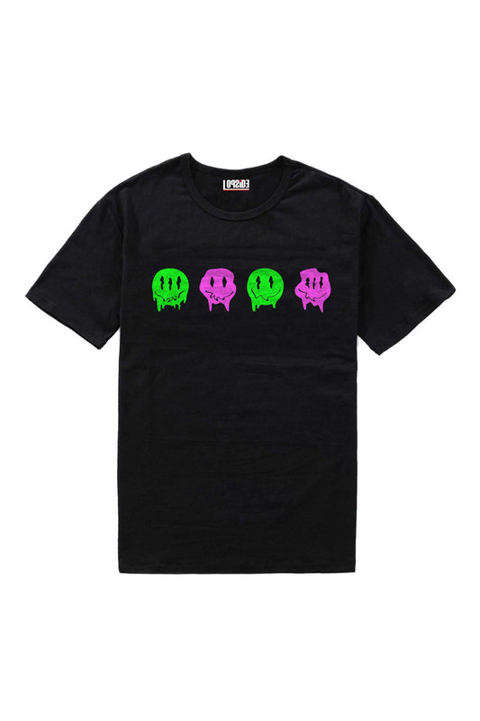 Psychedelic Melted Smile Faces Black Oversized Unisex T-shirt
