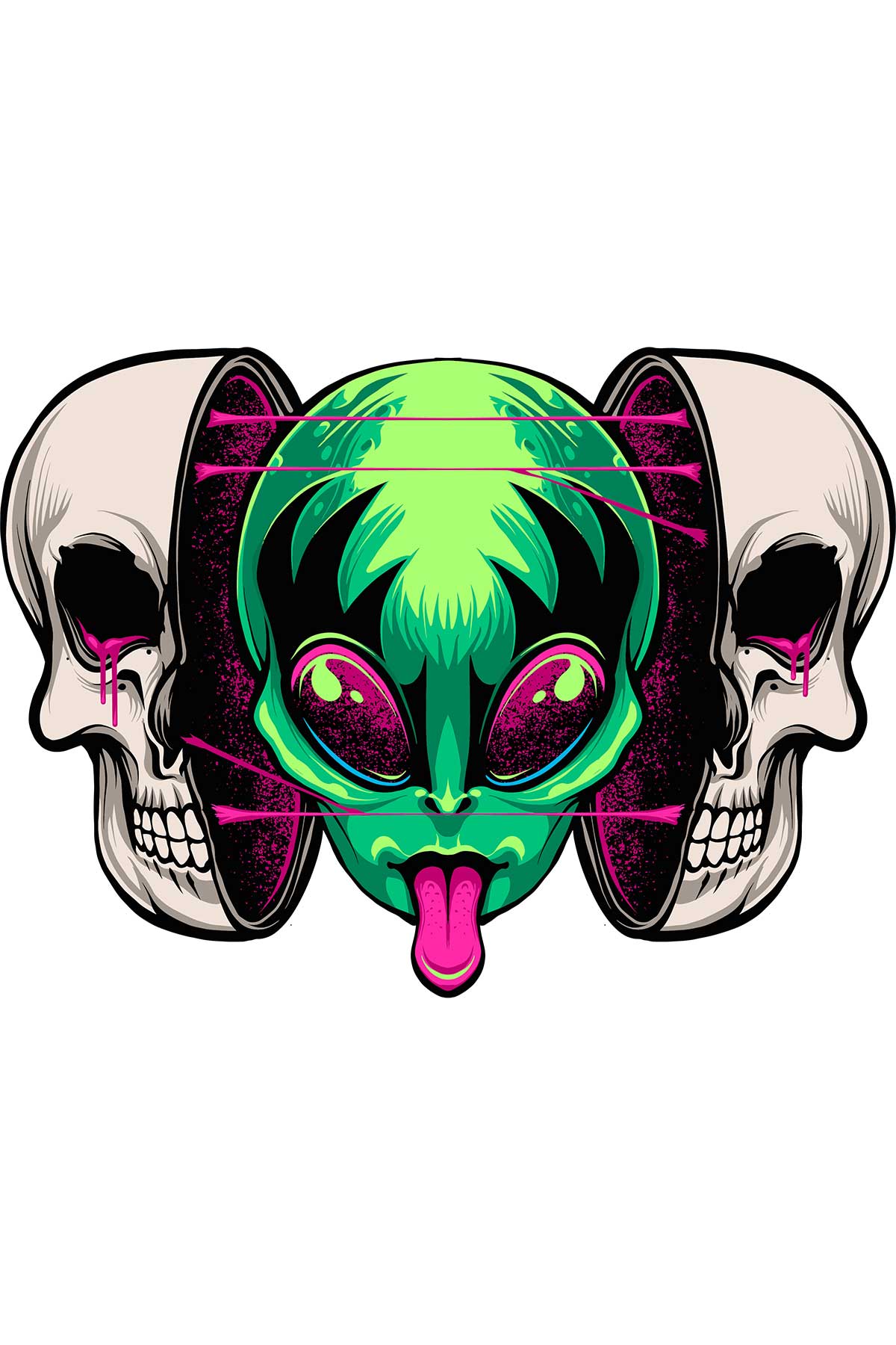 Alien Samurai Skull Mushroom White Oversized Unisex T-shirt