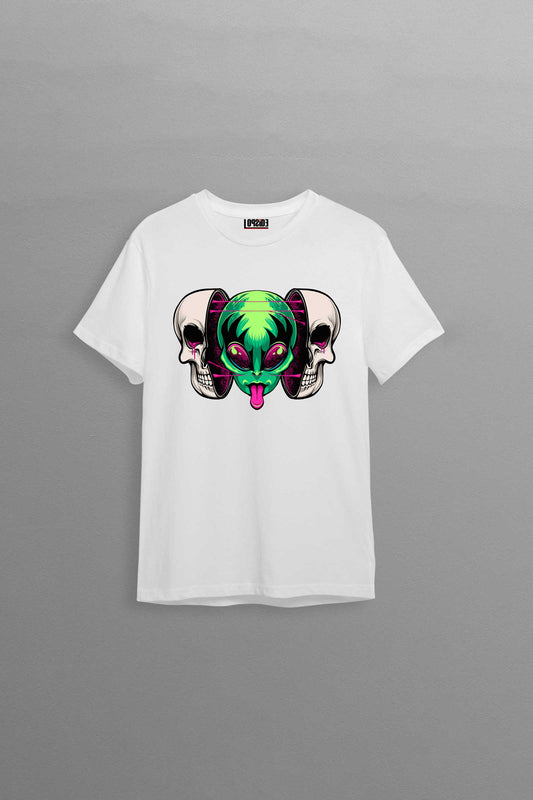 Alien Samurai Skull Mushroom White Oversized Unisex T-shirt