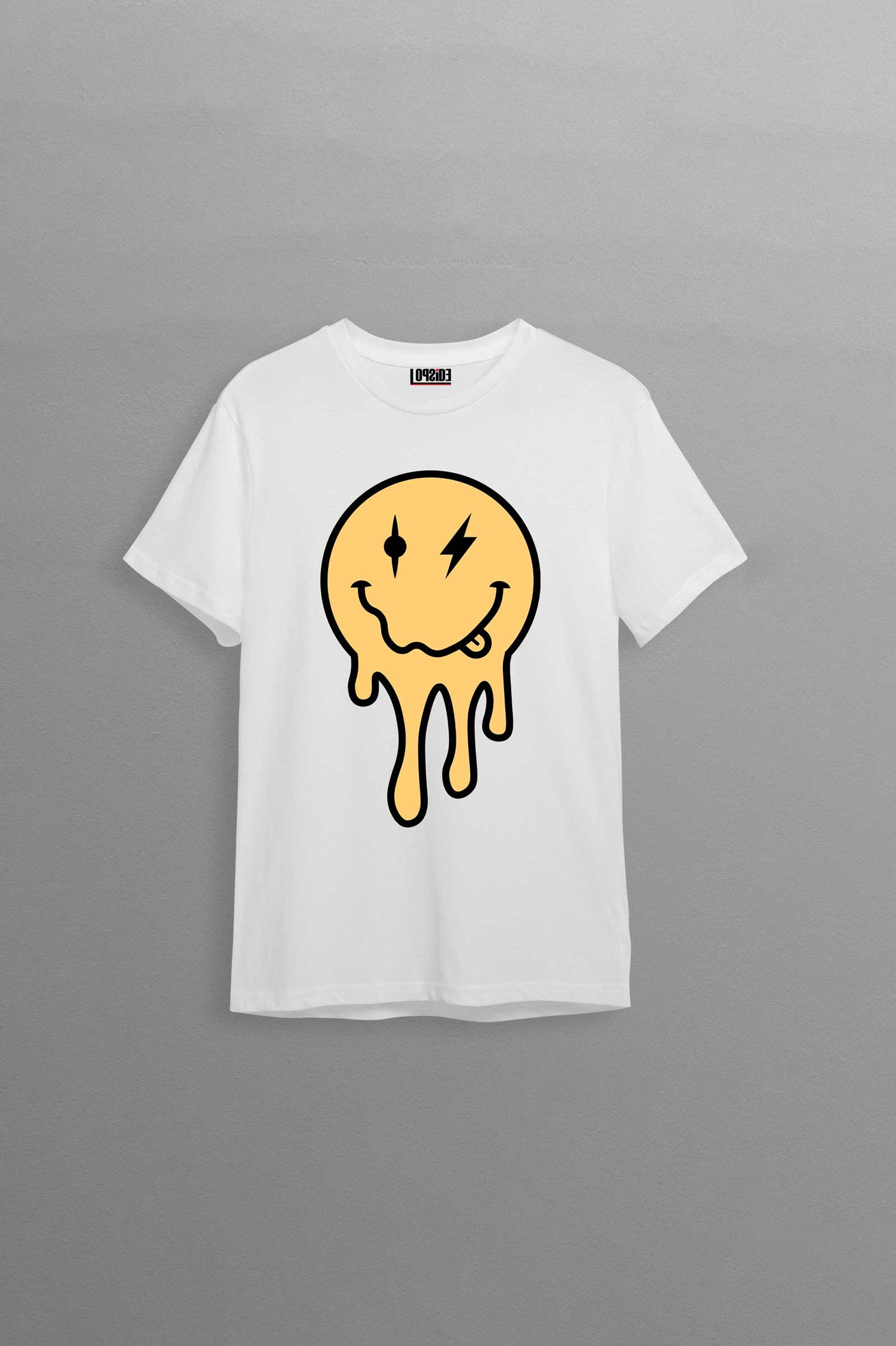 Psychedelic Drippy Acid Face White Oversized Unisex T-shirt
