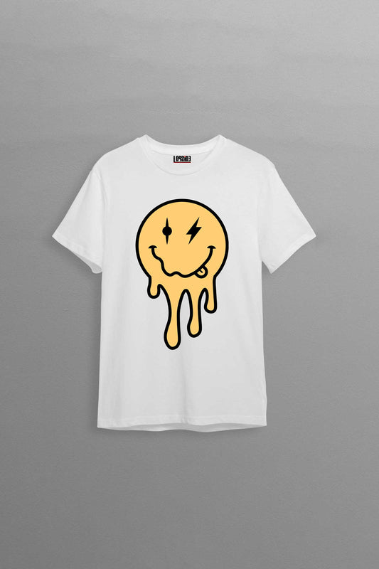 Psychedelic Drippy Acid Face White Oversized Unisex T-shirt