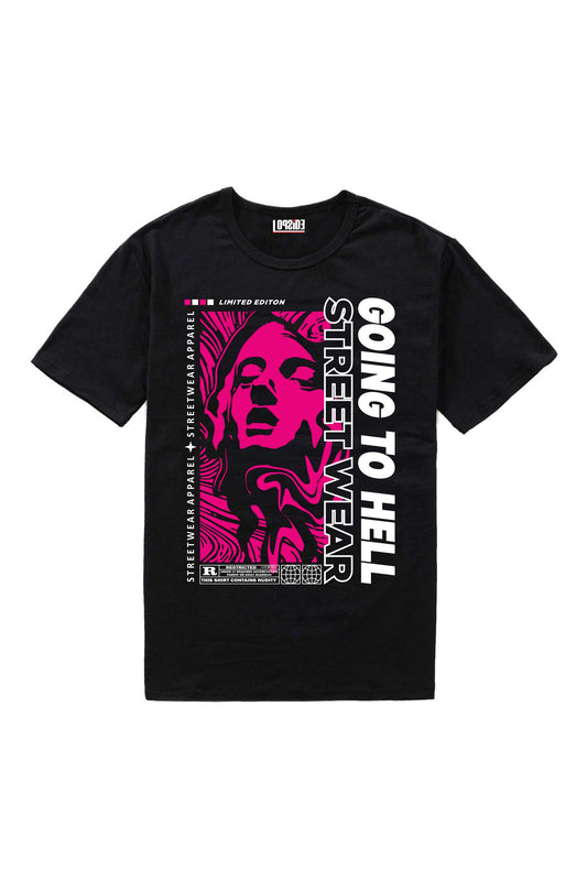 Aesthetic Street Art Going To Hell Black Oversized Unisex T-shirt
