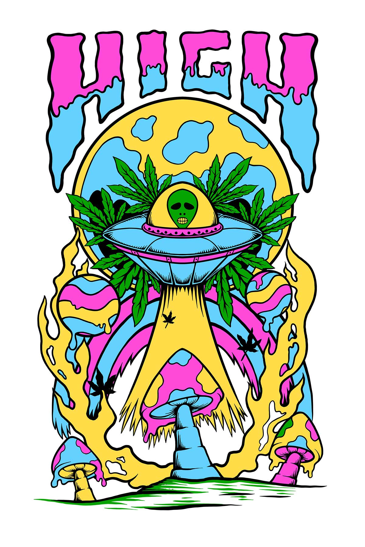 High Alien White Oversized Unisex T-shirt