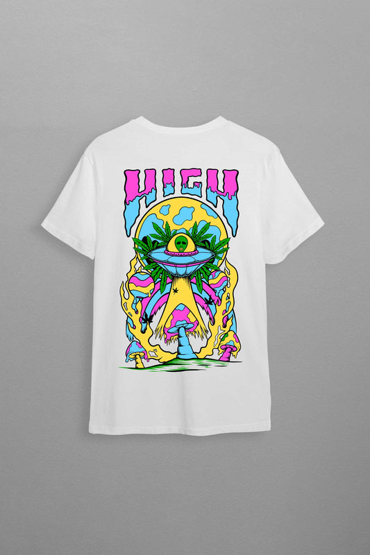 High Alien White Oversized Unisex T-shirt