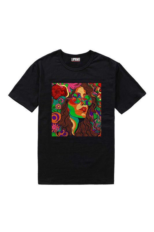 Psy Hippie Woman Black Oversized Unisex T-shirt