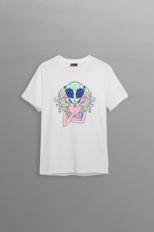 Alien Girl White Oversized Unisex T-shirt