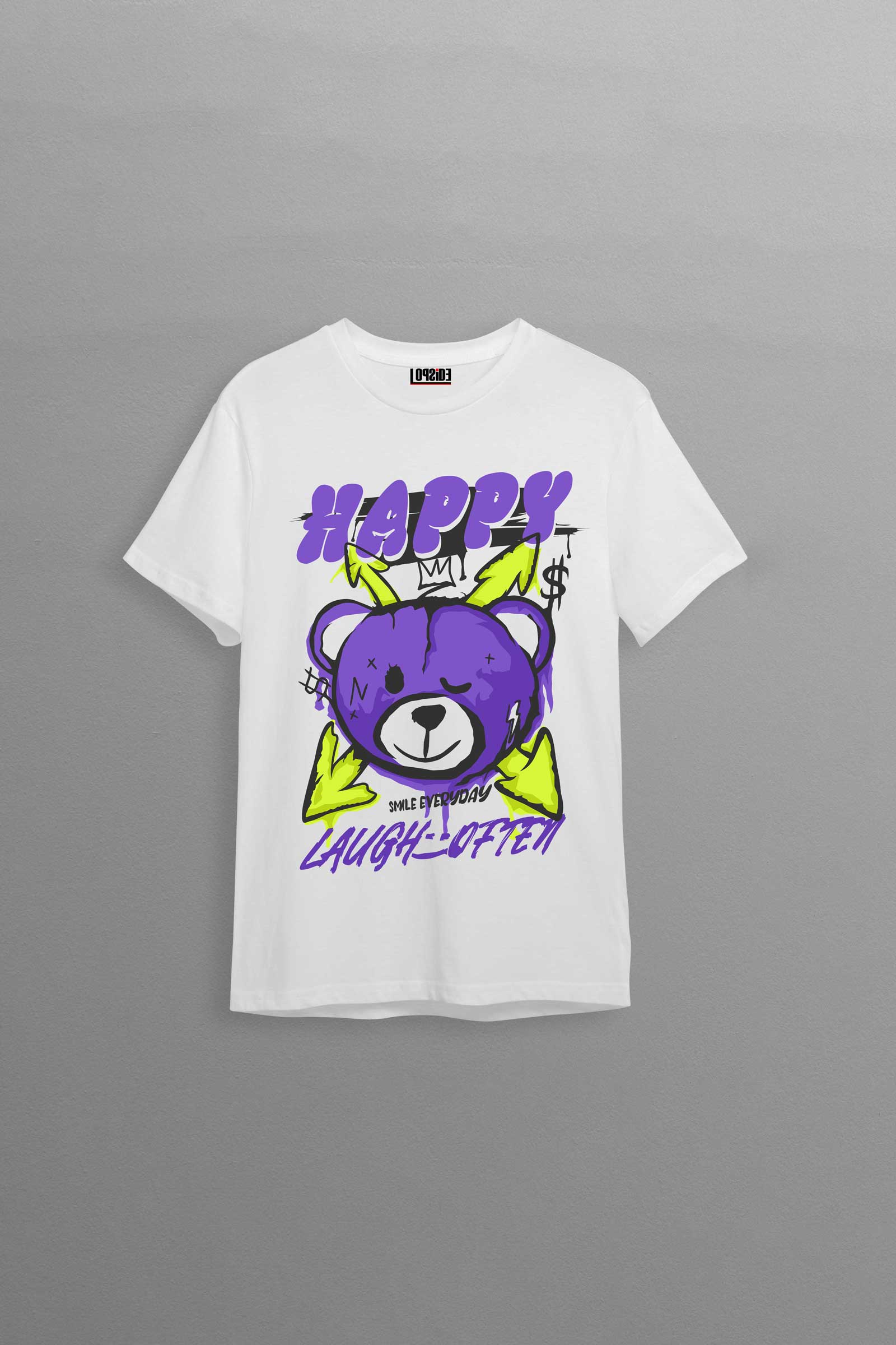 Smile Everyday Graffiti Art White Oversized Unisex T-shirt
