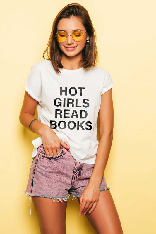 Hot Girl Read Books White T-shirt For Women