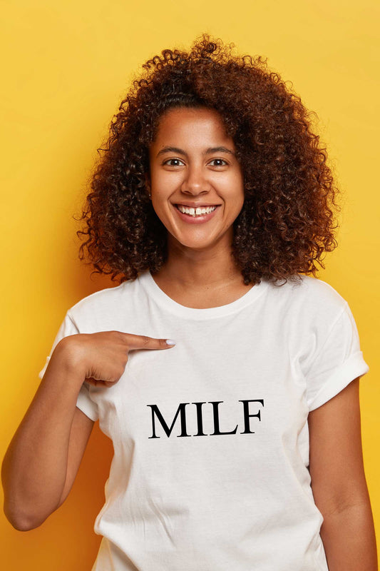 Milf Printed White T-shirt For Women