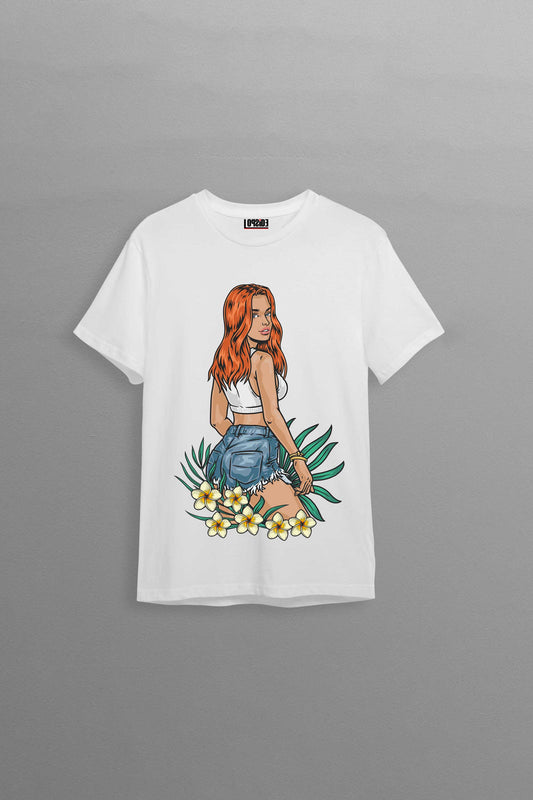 Cool Attractive Girl White Oversized Unisex T-shirt