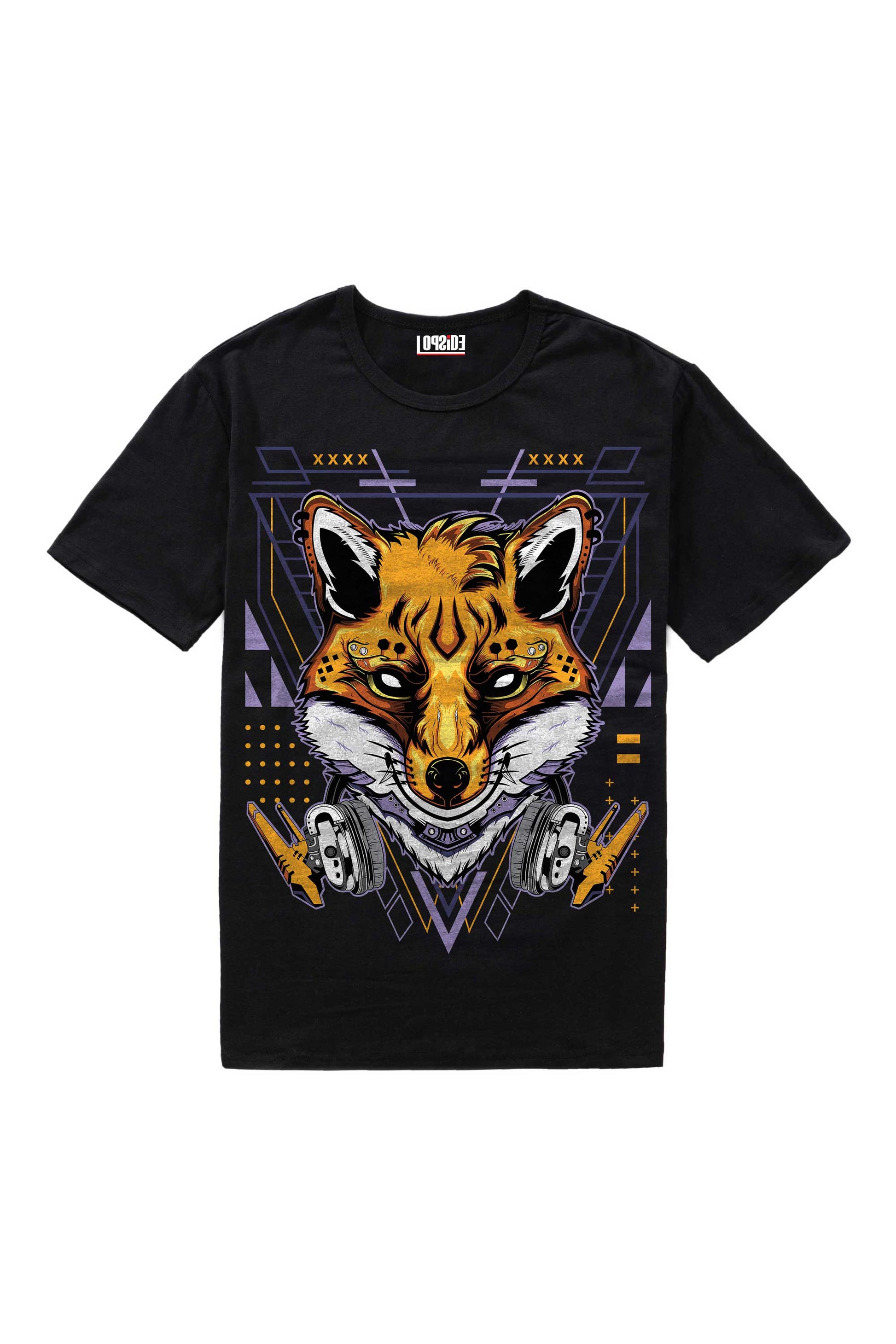 Modern Kitsune Demon Fox Black Oversized Unisex T-shirt