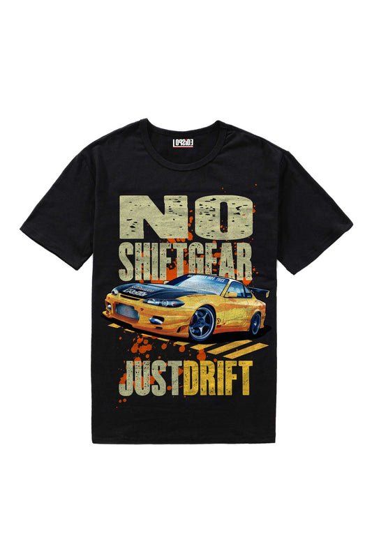 No Shift Gear Just Drift Black Oversized Unisex T-shirt