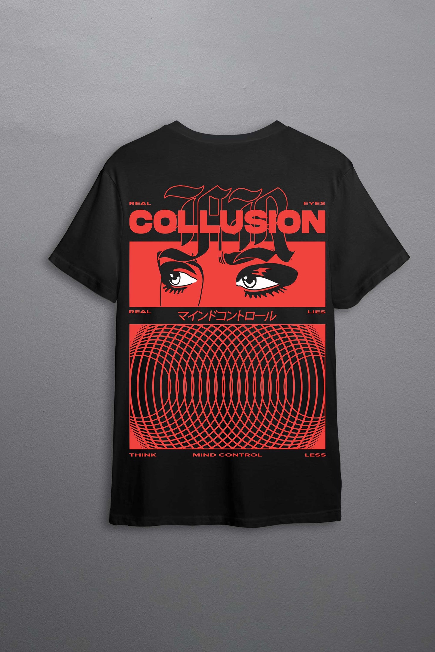 Manga Face Collusion-Mind Control Black Oversized Unisex T-shirt