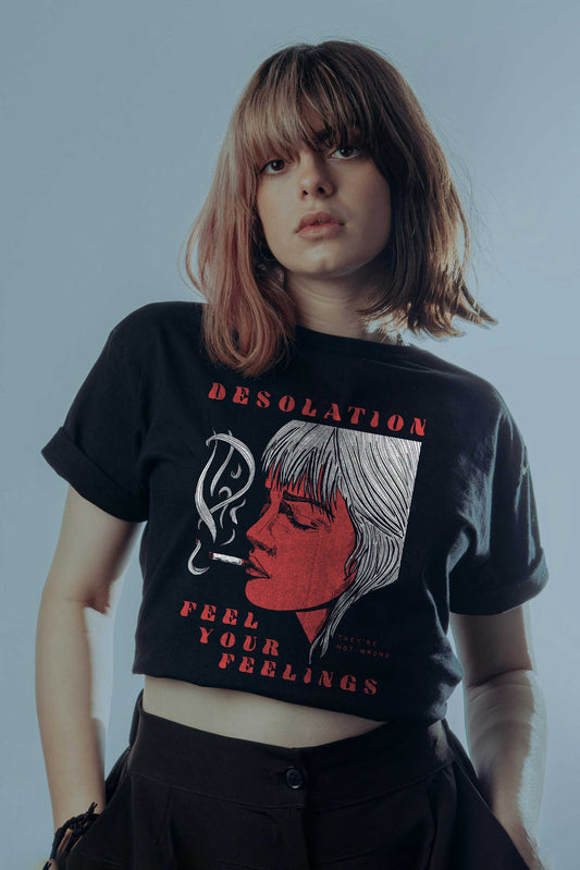 Desolation Feel Your Feelings Black T-shirt For Women