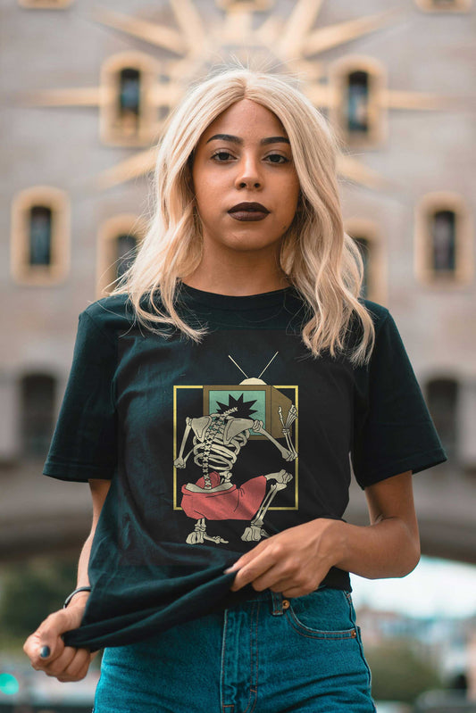 Retro Skeleton Streetwear Fashion Graphic Art T-shirt For Women