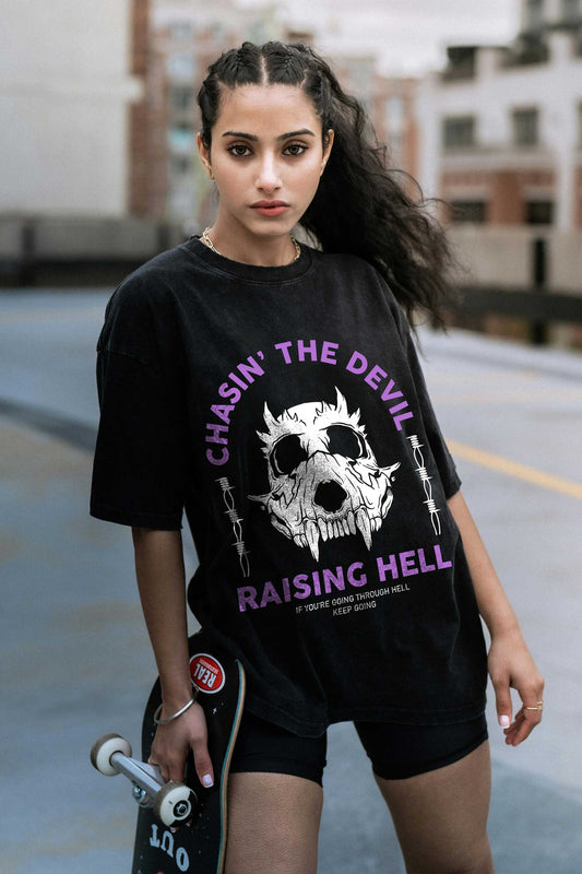 Urban Streetwear Aesthetic Black Oversized T-shirt For Women