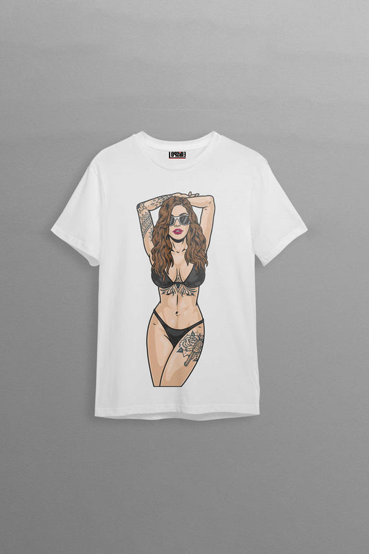 Hot Girl Portrait White Oversized Unisex T-shirt