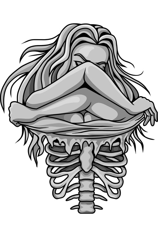 Vintage Gothic Skeleton Girl White Oversized T-shirt For Women