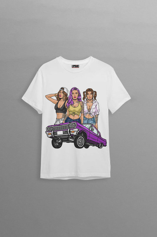 Hot Girls Lowriders White Oversized Unisex T-shirt
