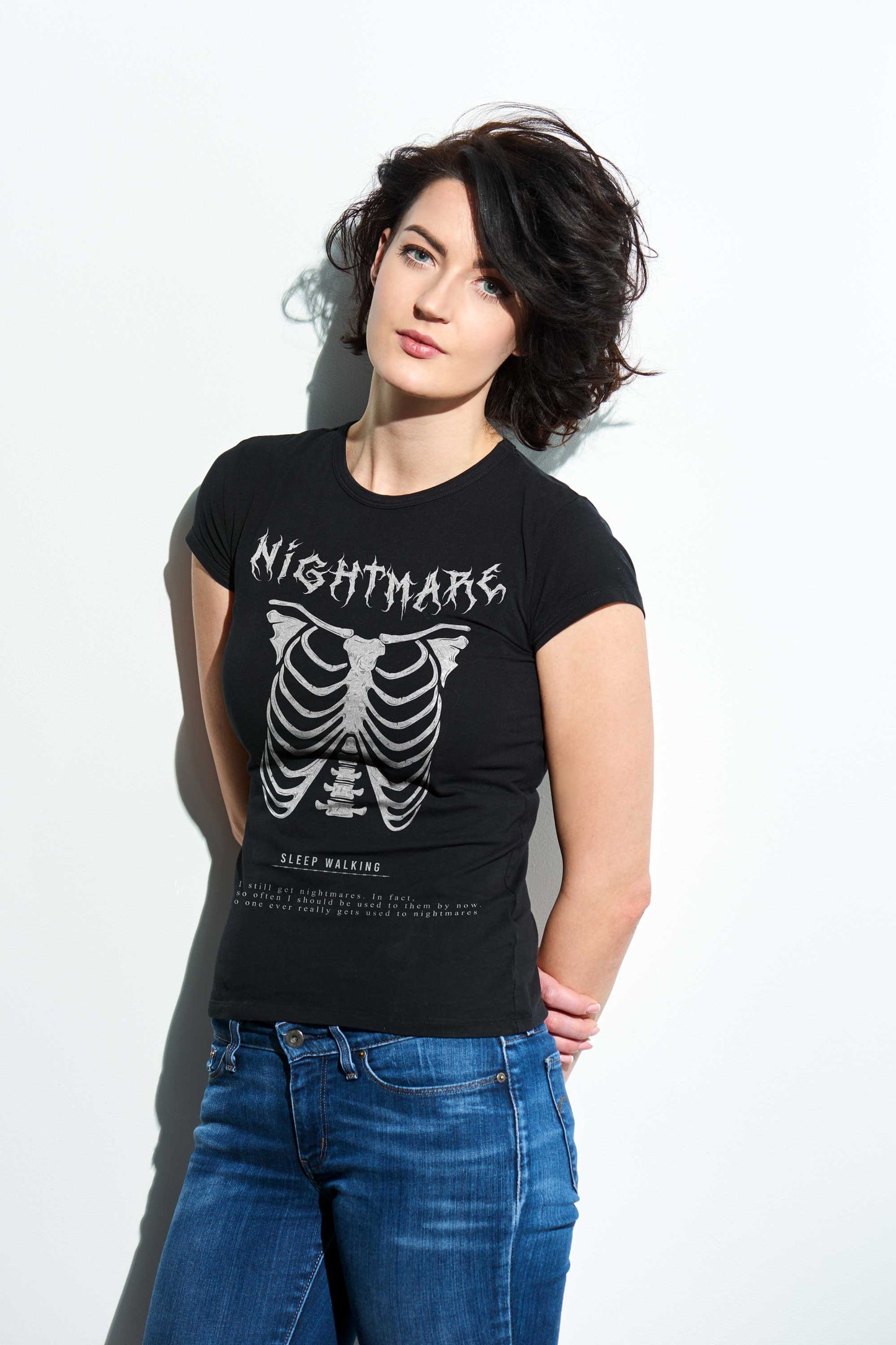 Nightmare Sleep Walking Streetwear Urban Style Black T-shirt For Women