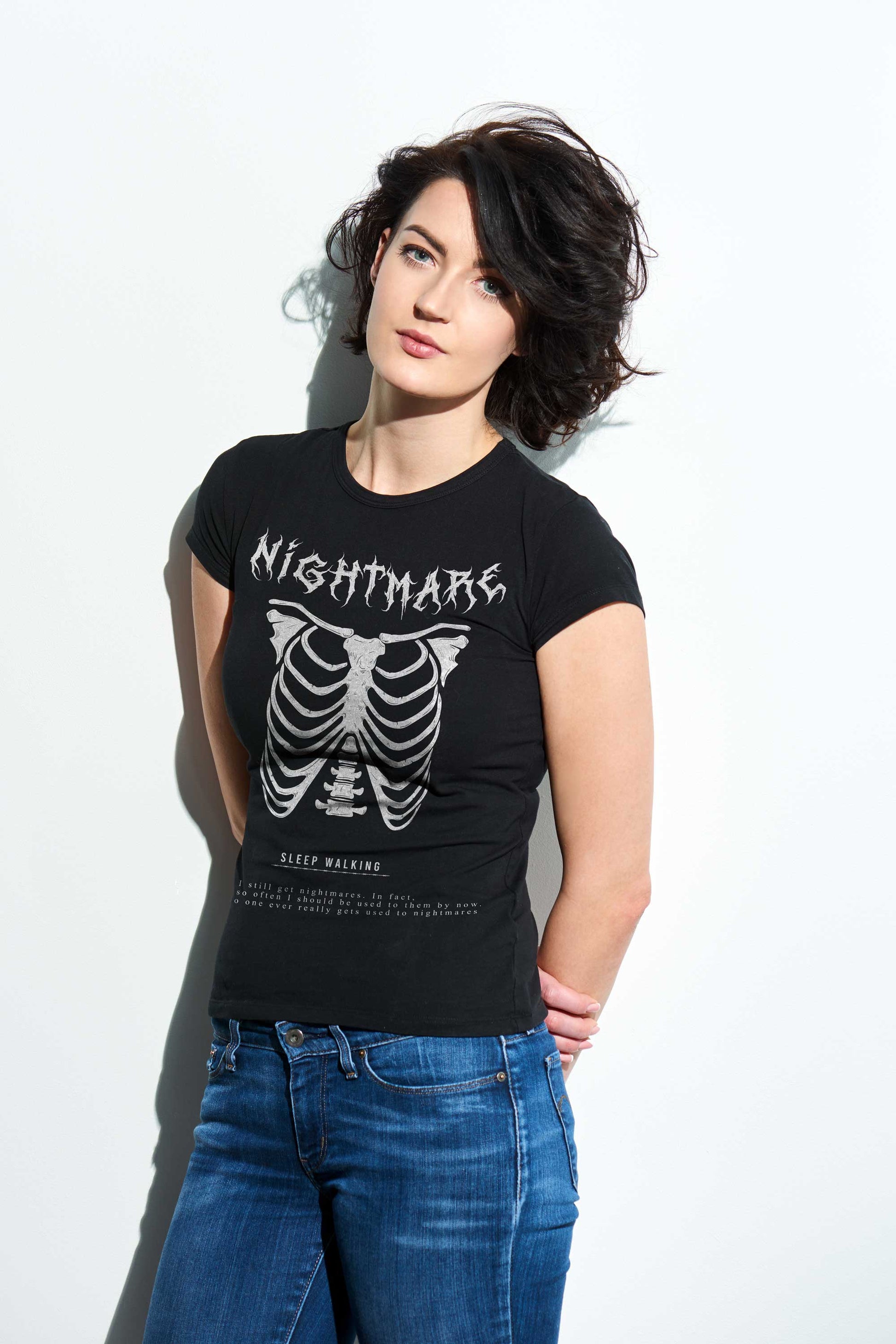Nightmare Sleep Walking Streetwear Urban Style Black T-shirt For Women