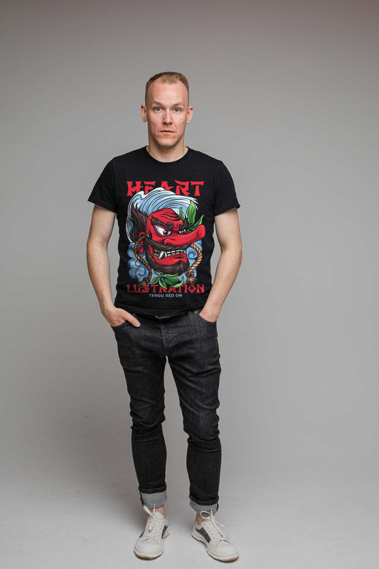 Tengu Japanese Doll Black T-shirt For Men