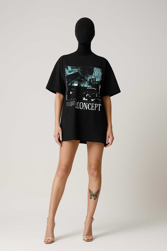 Concept Streetwear Art Black Oversized T-shirt