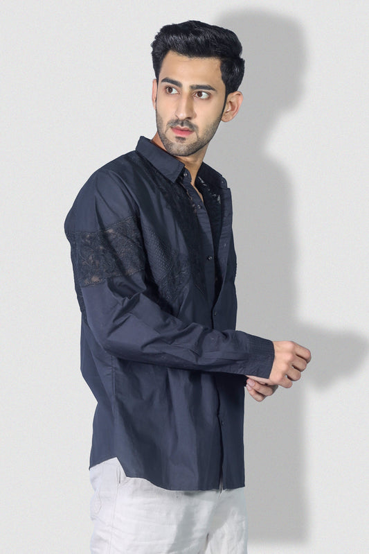 Joseph Mens's Embroidered Black Shirt