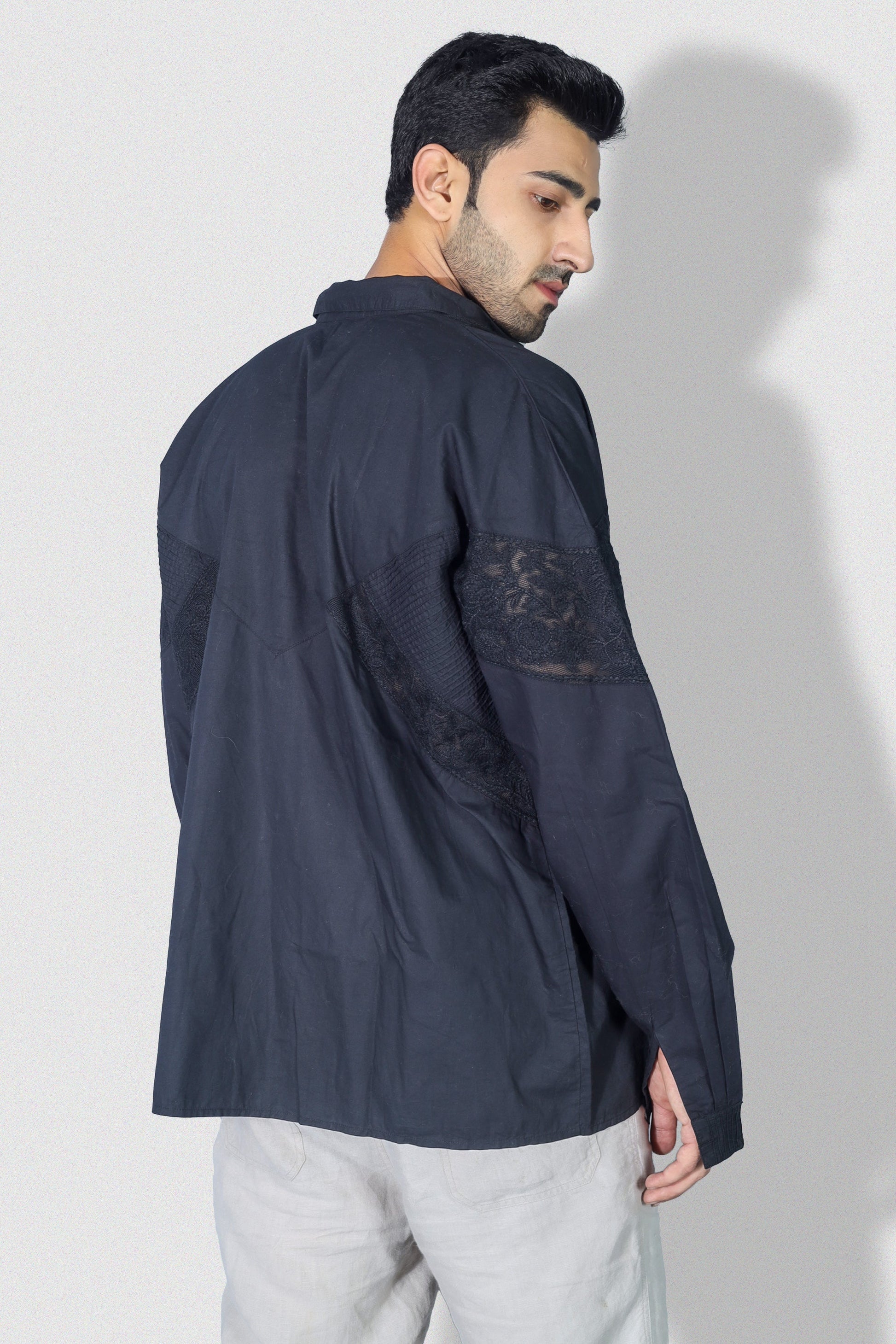 Joseph Mens's Embroidered Black Shirt