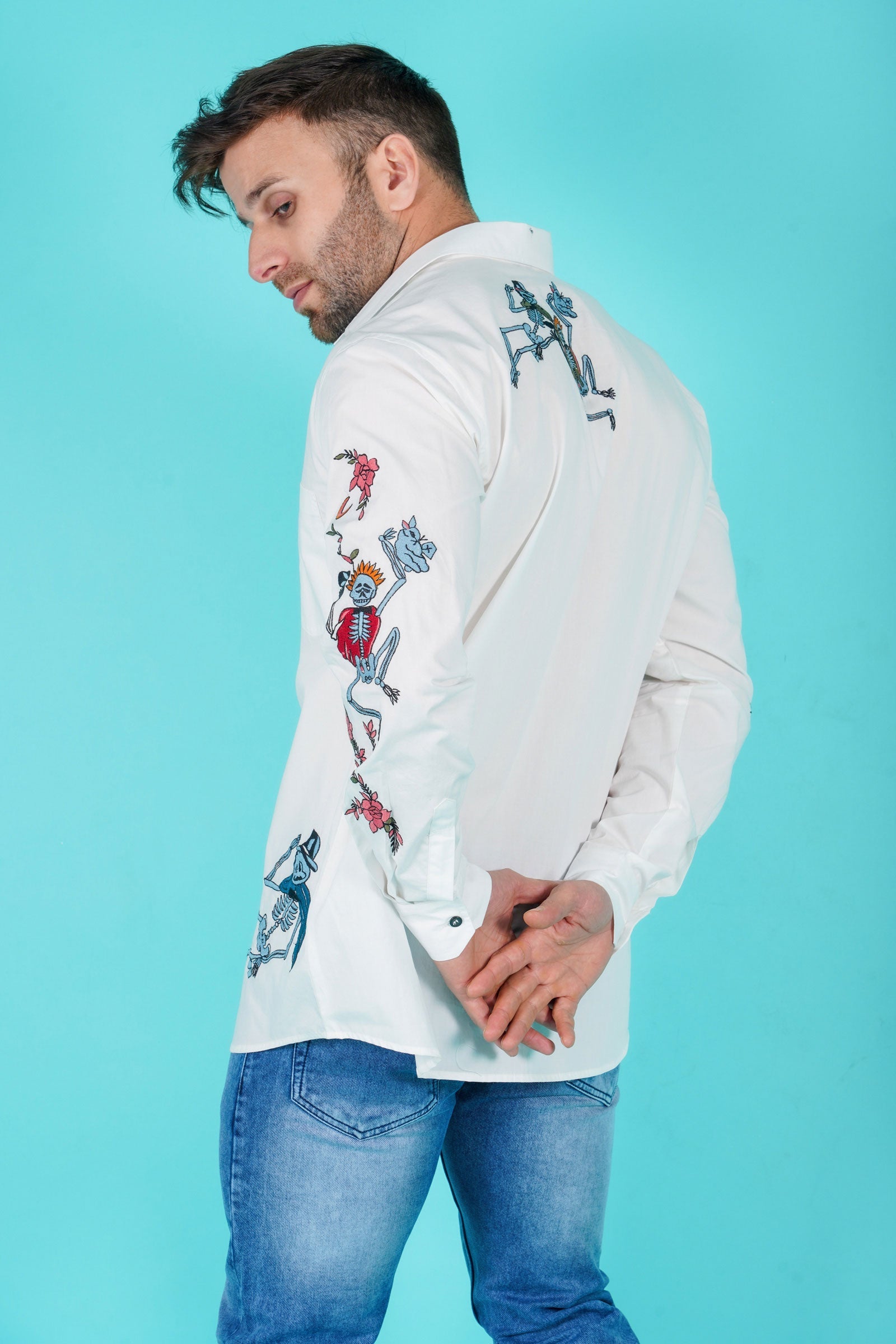 Jayden Men's Embroidered Shirt - White Color