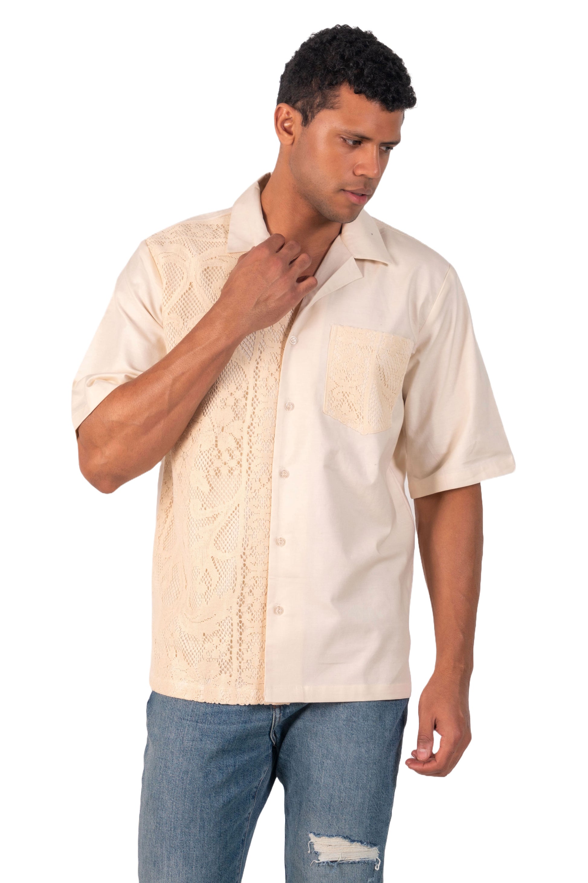 Roman Men's Crochet Relaxed Fit Shirt
