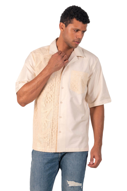 Roman Men's Crochet Relaxed Fit Shirt