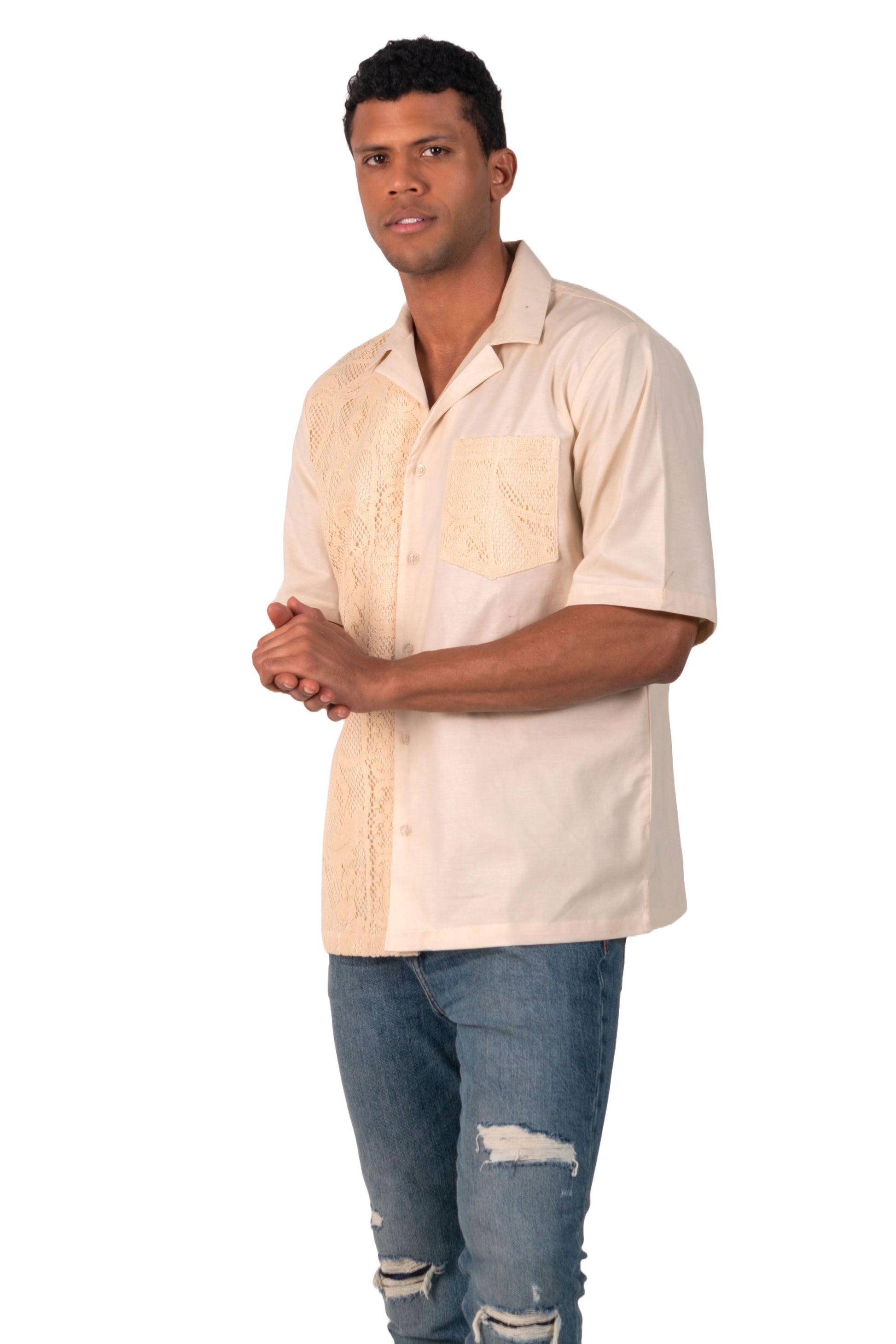 Roman Men's Crochet Relaxed Fit Shirt