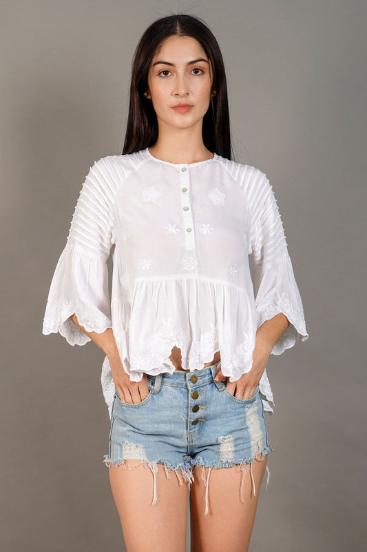 Jeeva White Embroidered Top