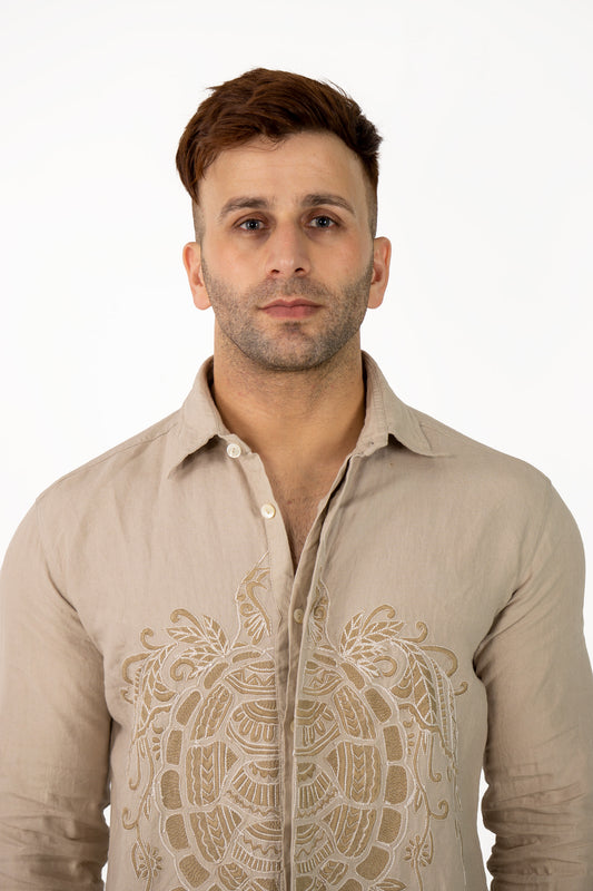 Ronaldo Men's Linen Shirt (Embroidered)