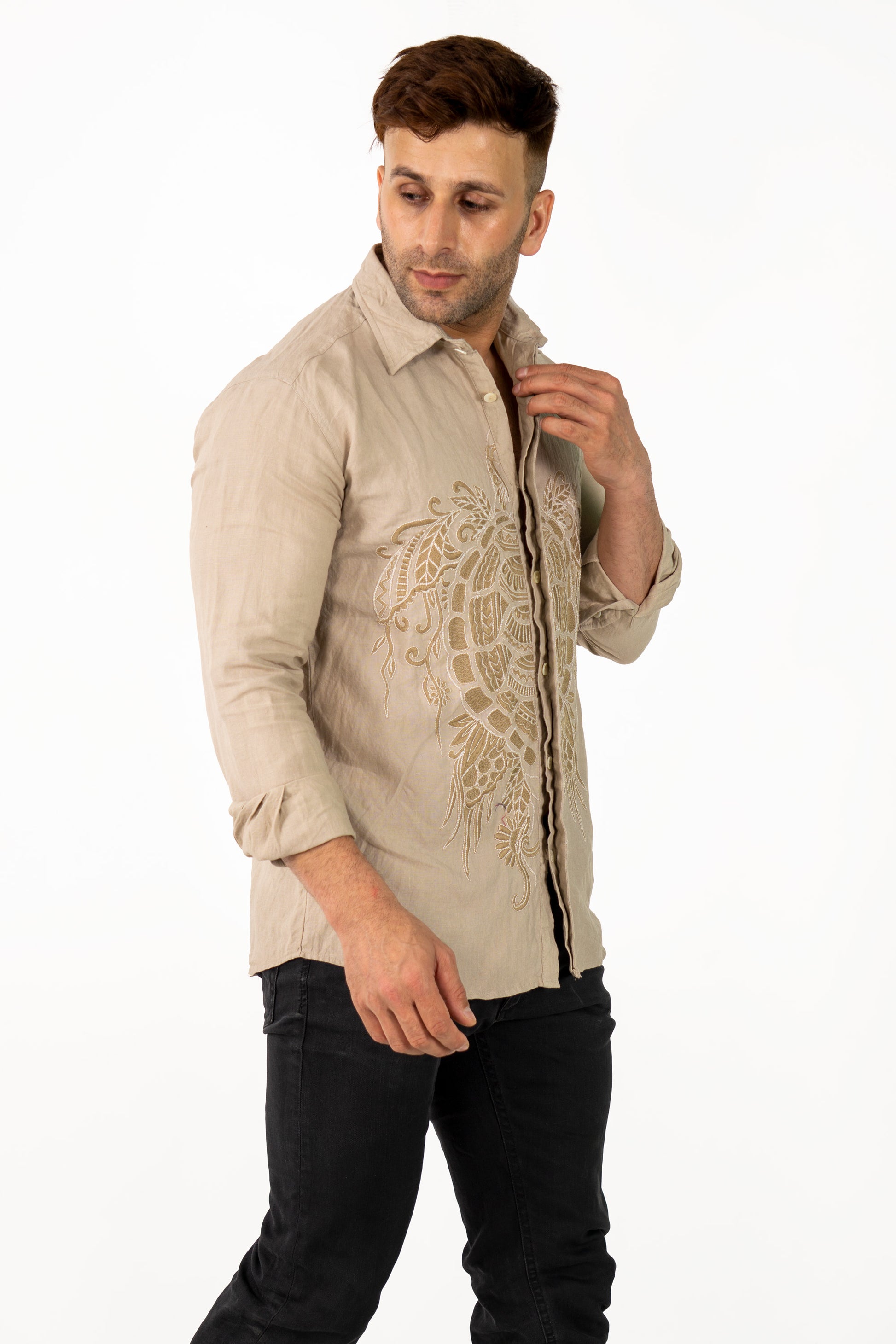 Ronaldo Men's Linen Shirt (Embroidered)