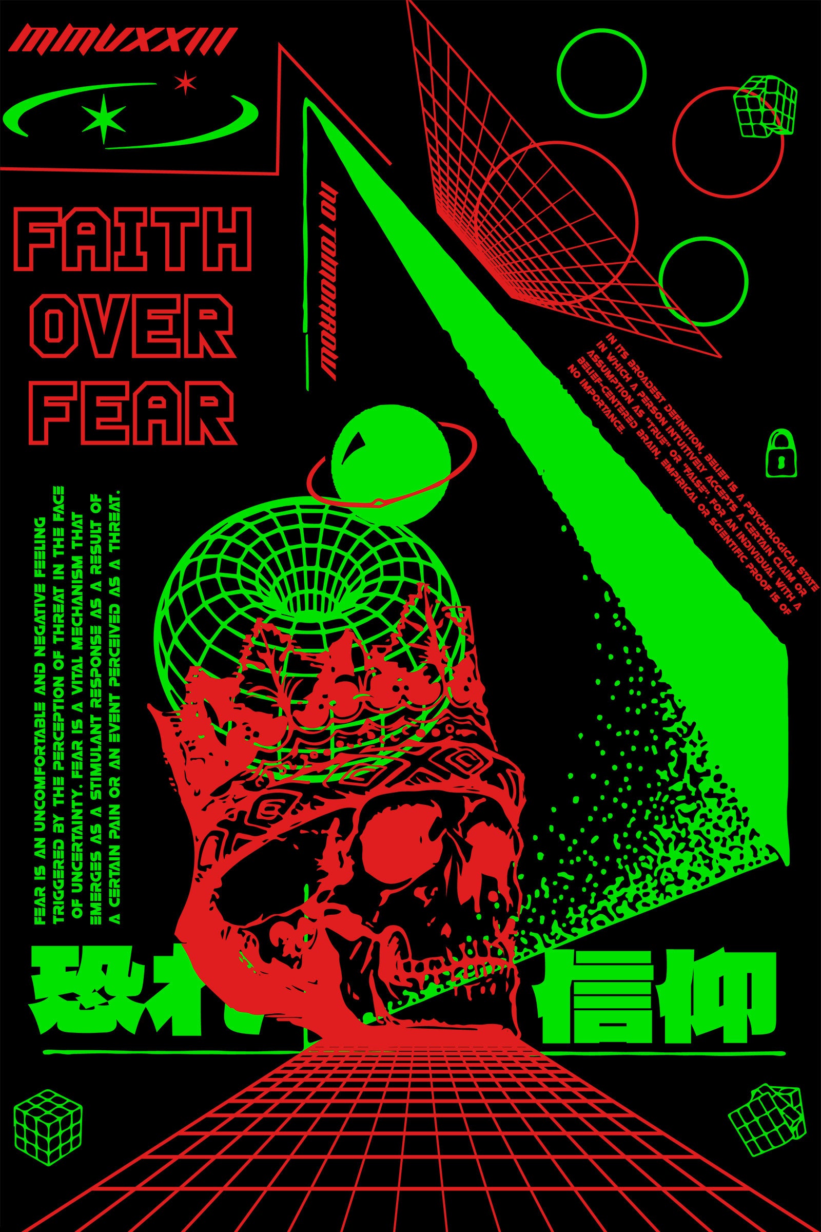 Faith Over Fear Streetwear Graphic Art Half Sleeve T-shirt For Men
